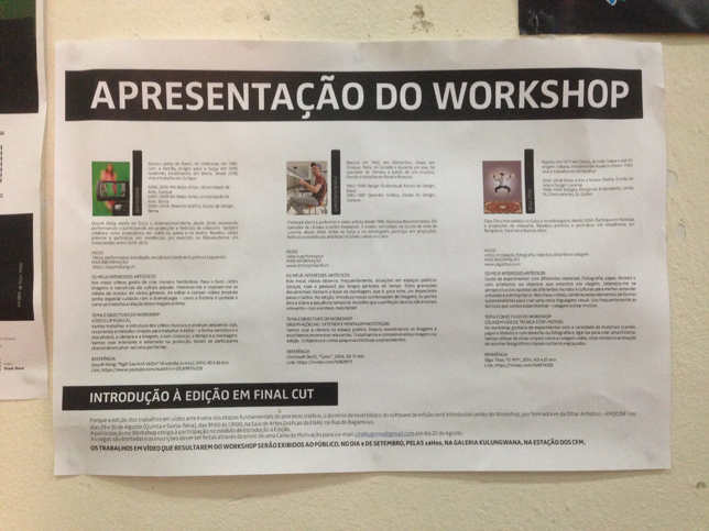 Workshop, Escola Nacional de Artes Visuais (ENAV) (05.–09.09.2016)